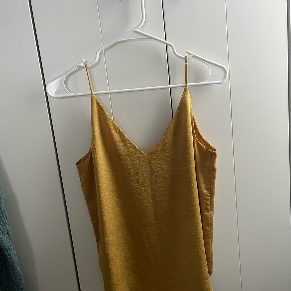 Express Satin V-Neck Cami in Mustard